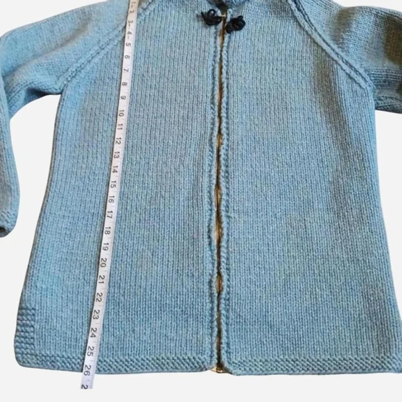 60s 70s Blue Knit Full Zip Cardigan Sweater Jacket, Fall Vintage Winter Knitwear - Picture 9 of 9